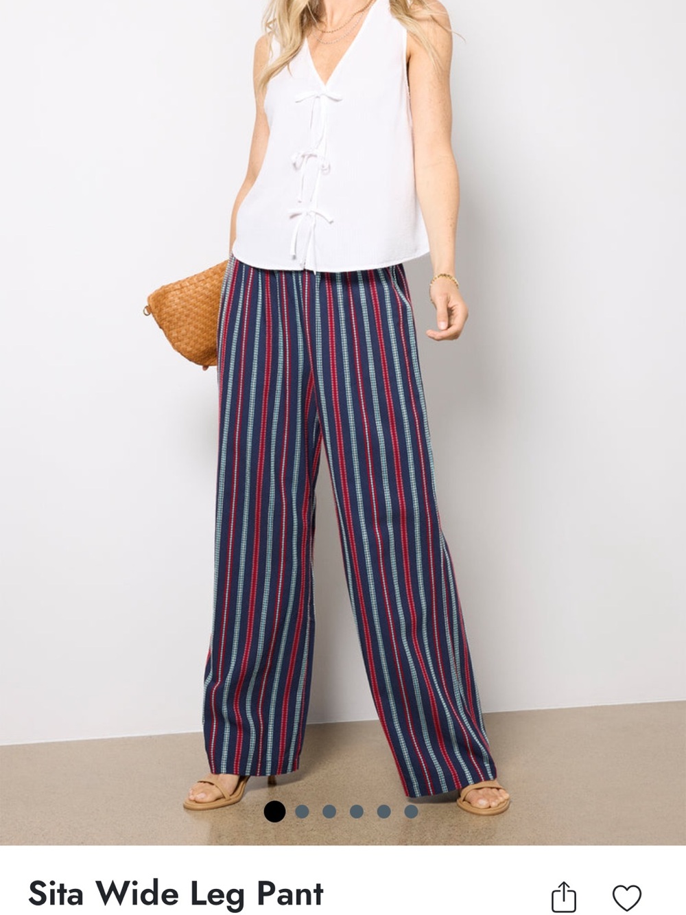 Michael Stars Navy Multi-Stripe Wide Leg Pant